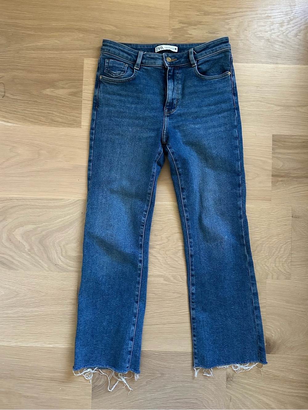 Zara Blue High-Rise Straight Jeans